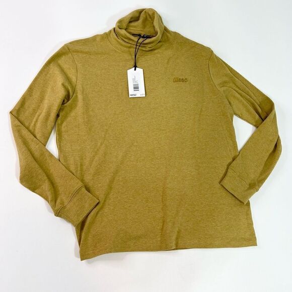 Wesc Shirt Mens Medium Turtleneck Mustard Yellow Stretch Long Sleeve Unisex - Picture 1 of 11